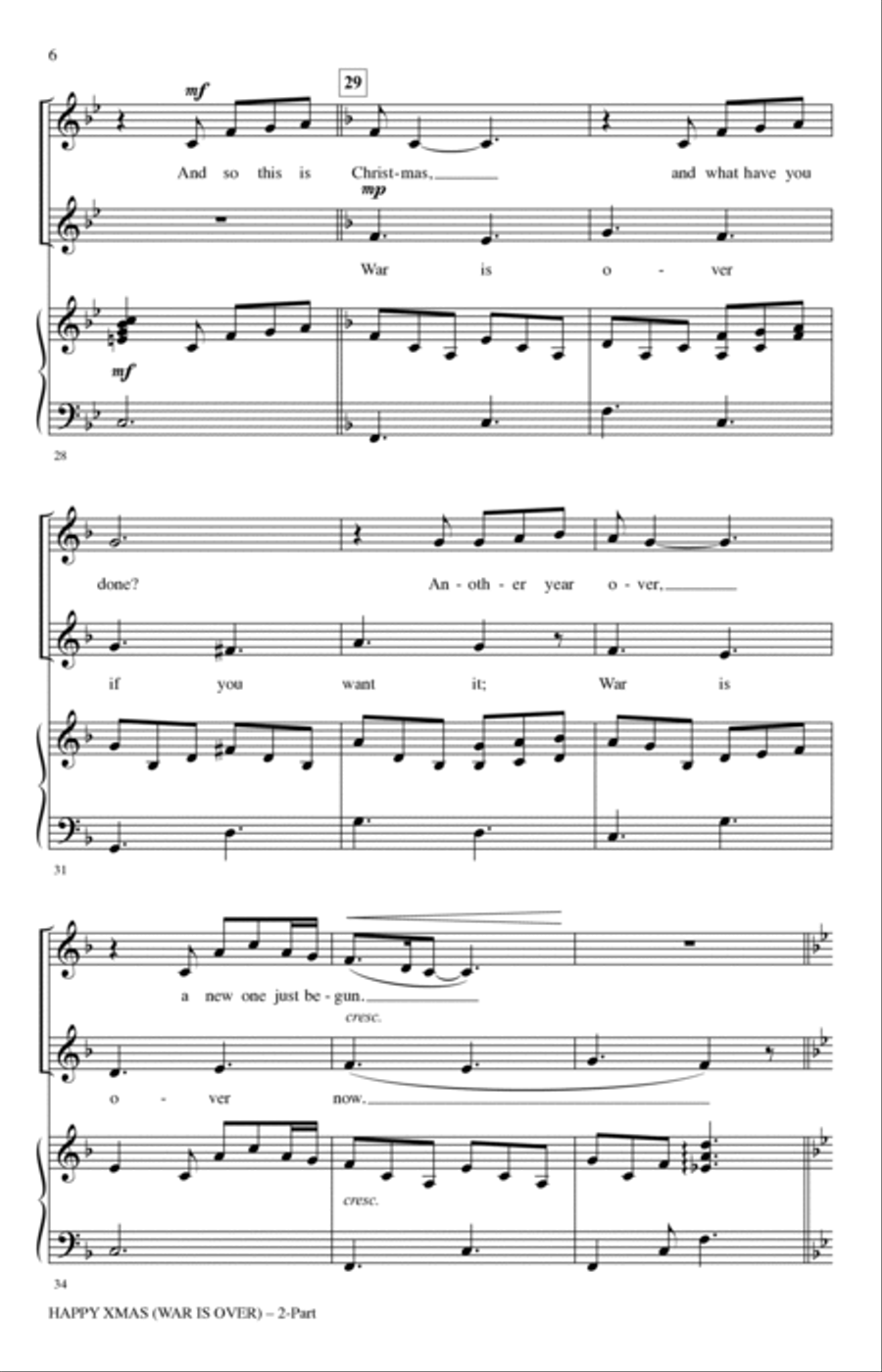 Happy Xmas (War Is Over) (arr. Jill Gallina) 2-Part scores gallery preview page 4