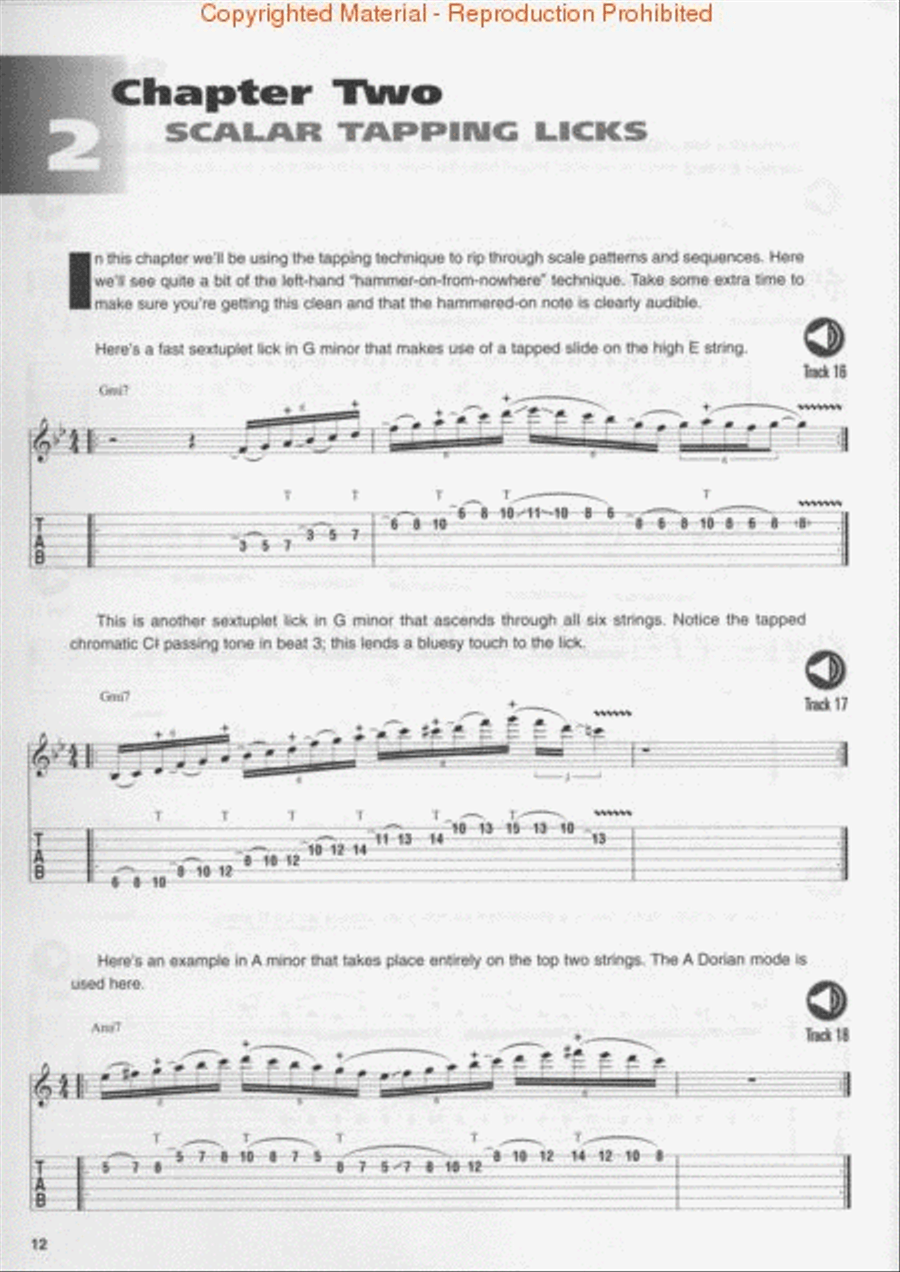 Progressive Tapping Licks Guitar Tablature scores gallery preview page 3