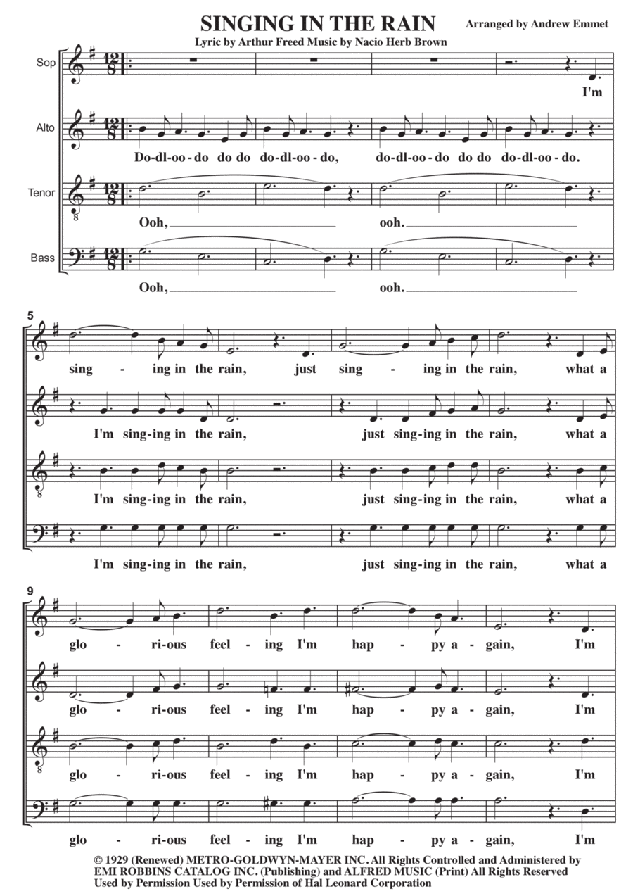Singin' In The Rain 4-Part scores gallery preview page 1