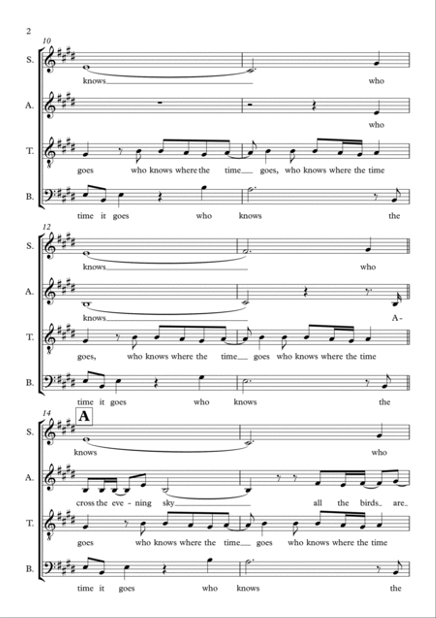 Who Knows Where The Time Goes 4-Part scores gallery preview page 2