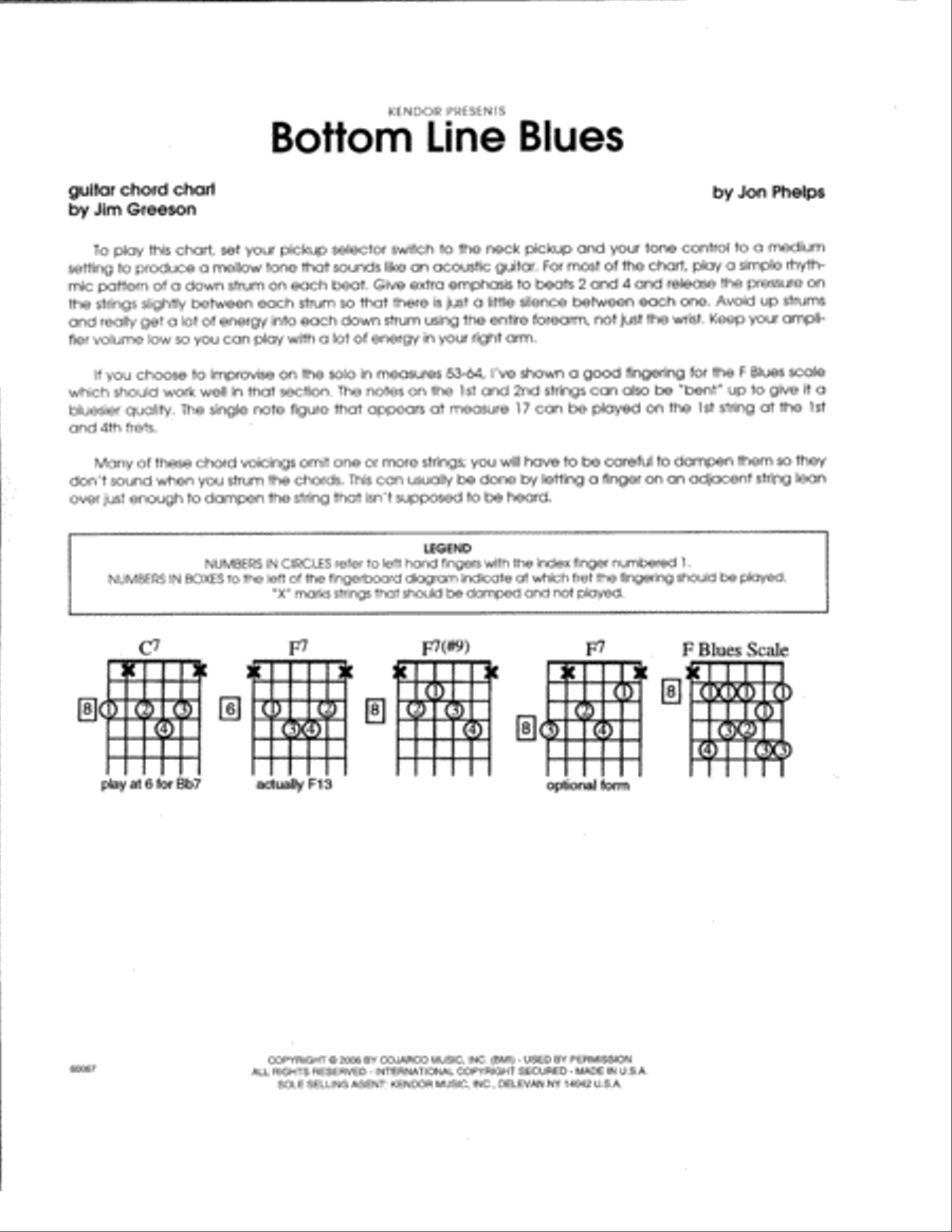 Bottom Line Blues Guitar Chord Chart by Jon Phelps Electric Guitar