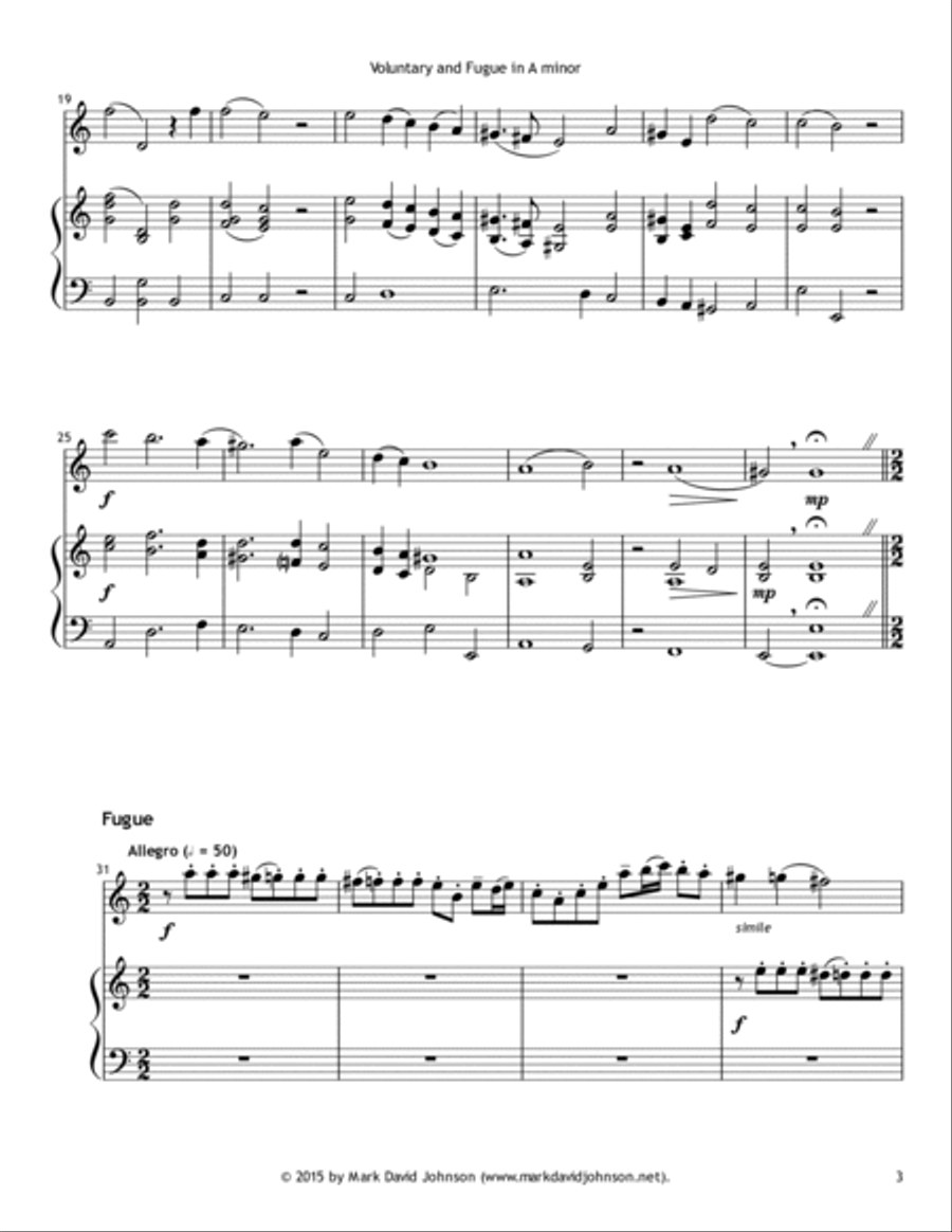 Voluntary and Fugue in A minor Clarinet Solo scores gallery preview page 3
