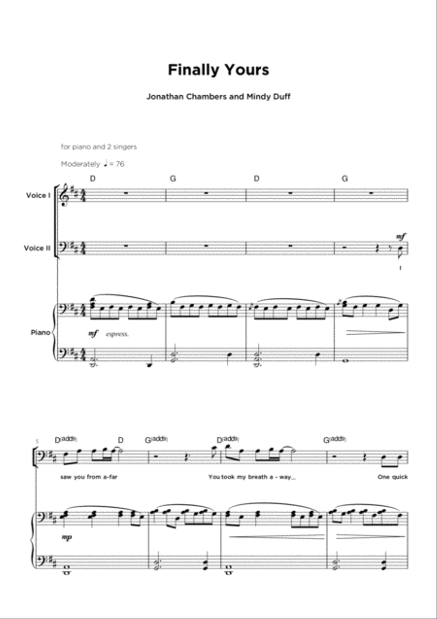 Finally Yours Piano, Vocal, Guitar scores gallery preview page 1