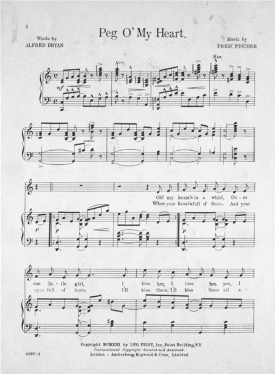 Peg O' My Heart. The $1000.00 Prize Song Voice scores gallery preview page 2