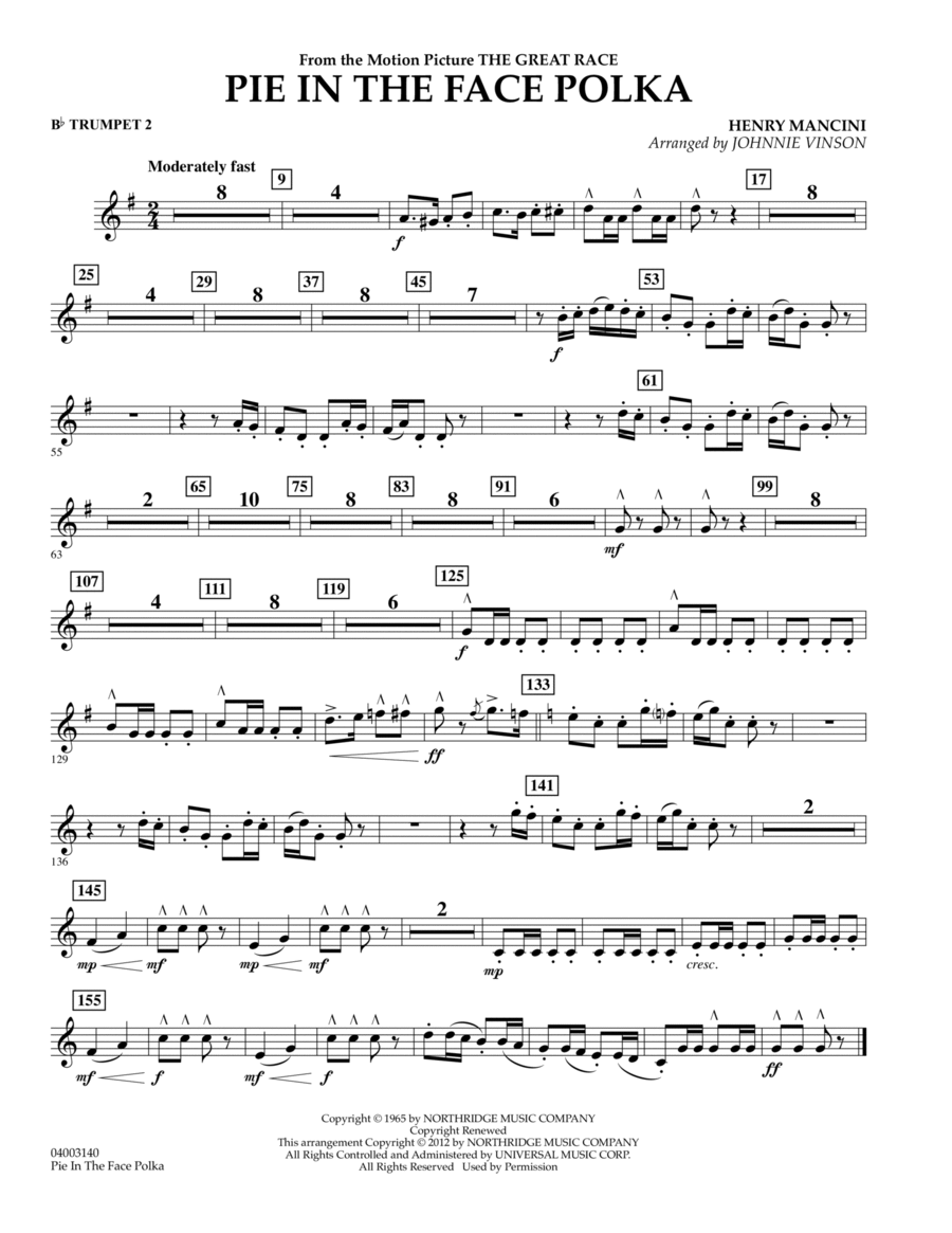 Pie In The Face Polka - Bb Trumpet 2 Concert Band scores gallery preview page 1