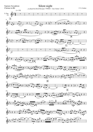 Silent night (soprano sax in Bb, clarinet in Bb)