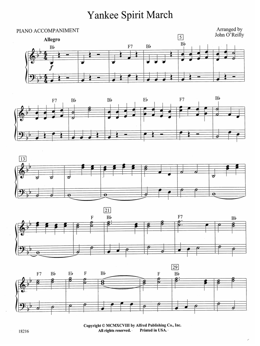 Yankee Spirit March: Piano Accompaniment