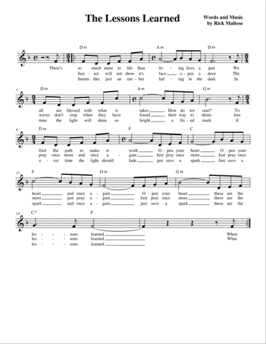 Lessons Learned Lessons Learned Unison Choir scores gallery preview page 1
