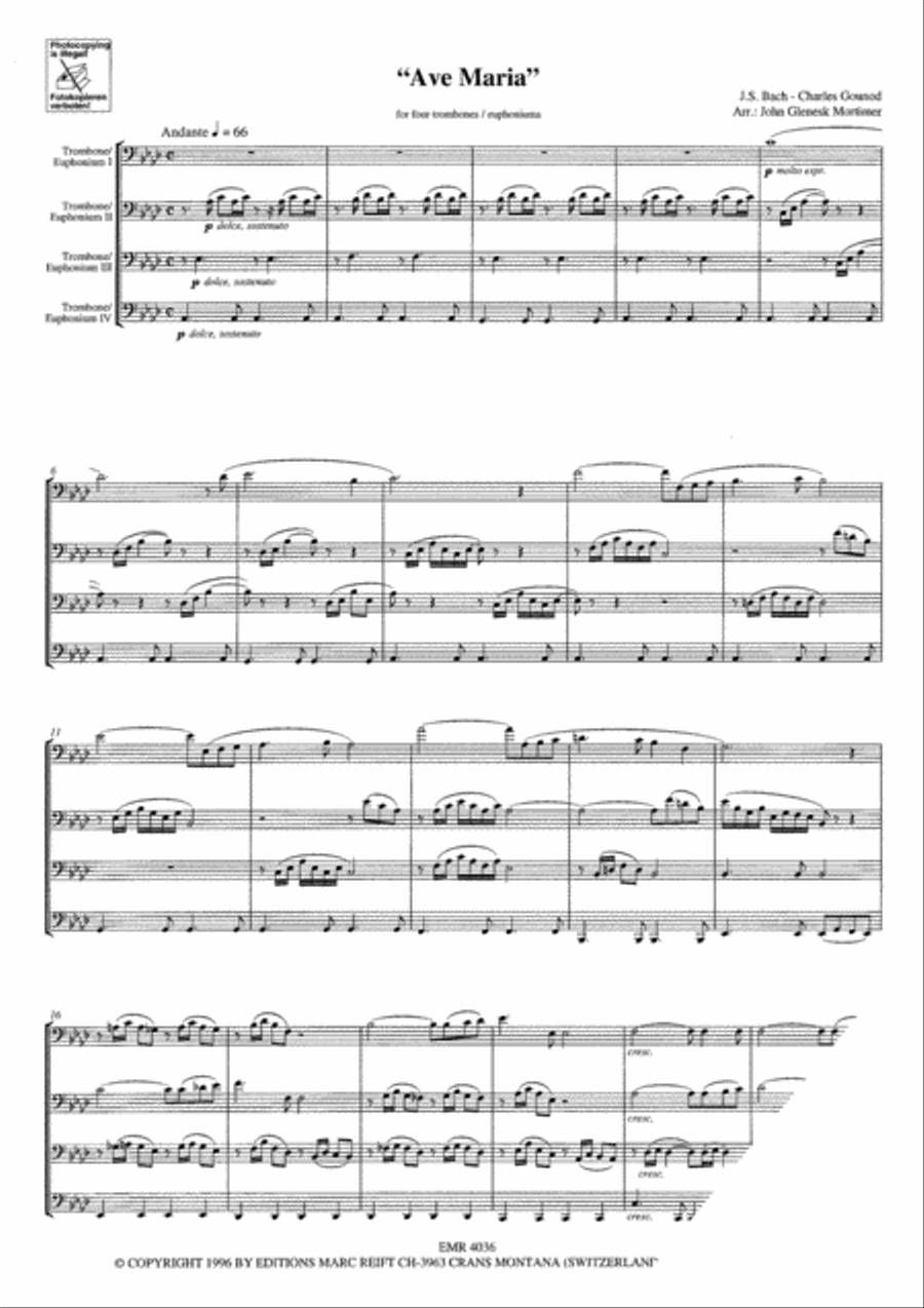Ave Maria Trombone Quartet scores gallery preview page 6