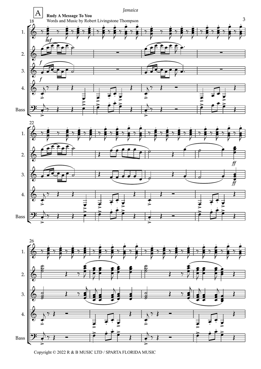 Medley: Liquidator with Rudy A Message To You and Small Axe Guitar Ensemble scores gallery preview page 5