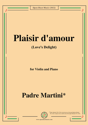 Book cover for G. B. Martini-Plaisir damour(Loves Delight),for Violin and Piano