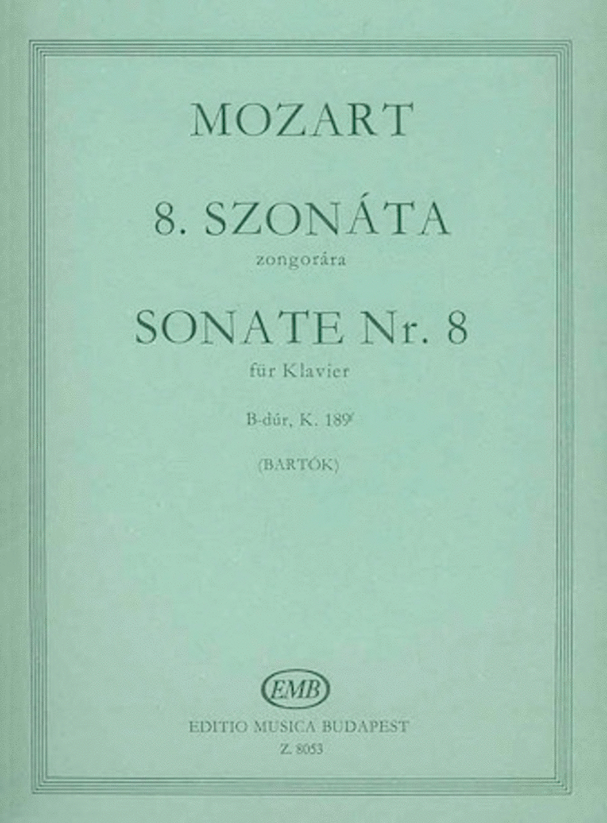 Piano Sonata No 8 B Flat Major K189f