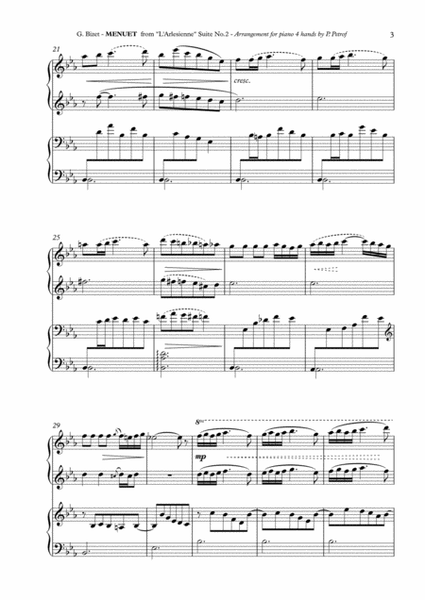 Bizet - MENUET from "L'Arlesienne" Suite No.2 - piano 4 hands image number null