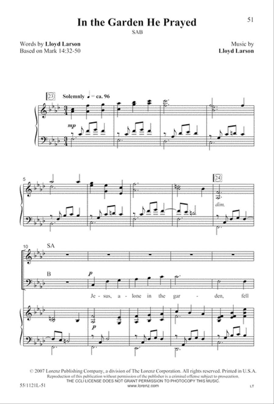 Touched by the Christ Touched by the Christ 3-Part scores gallery preview page 52