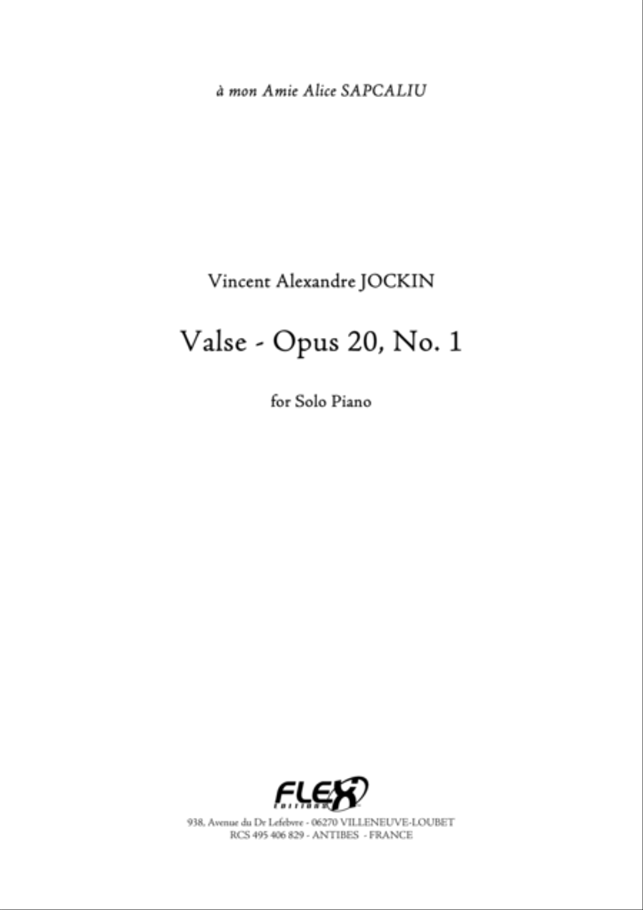 Valse, Opus 20, No.1 Piano Solo scores gallery preview page 1