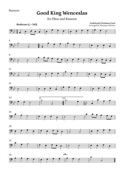 5 Christmas Carols (Oboe and Bassoon) - Easy Intermediate Level image number null