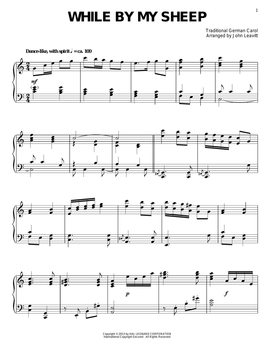 While By My Sheep Piano Solo scores gallery preview page 1
