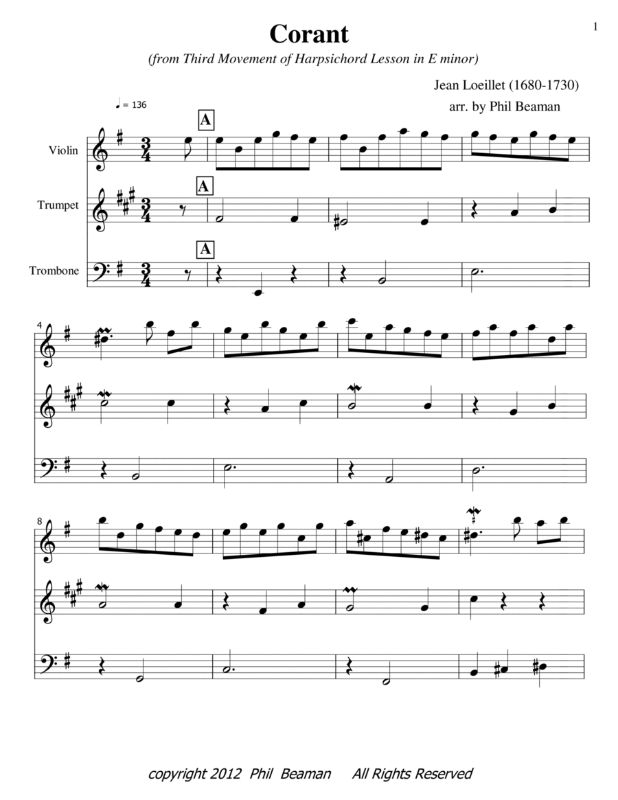 Corant - trio- violin/trumpet/trombone image number null