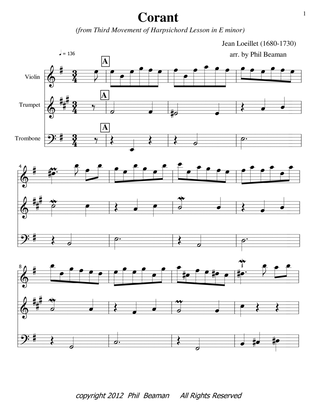 Corant - trio- violin/trumpet/trombone