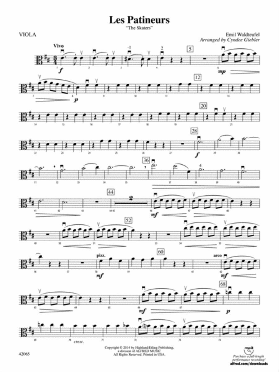 Les Patineurs: Viola String Orchestra scores gallery preview page 1