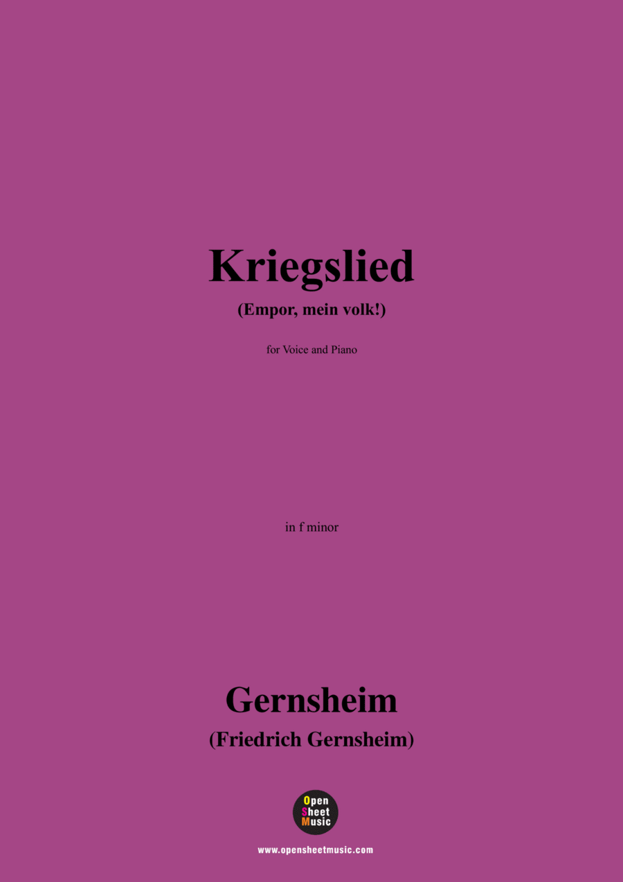 Gernsheim-Kriegslied(Empor,mein volk!),in f minor Voice scores gallery preview page 1