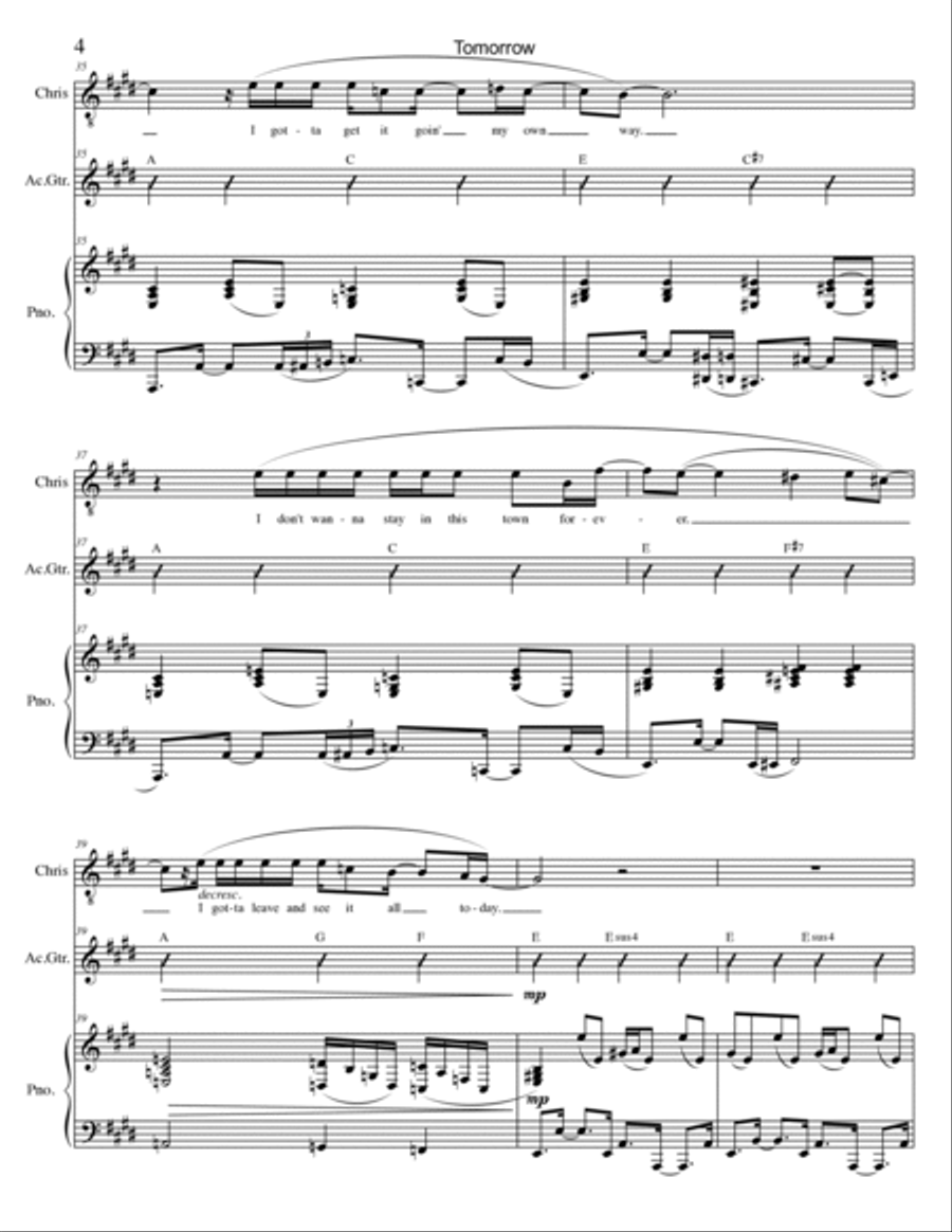 Tomorrow Piano, Vocal, Guitar scores gallery preview page 4
