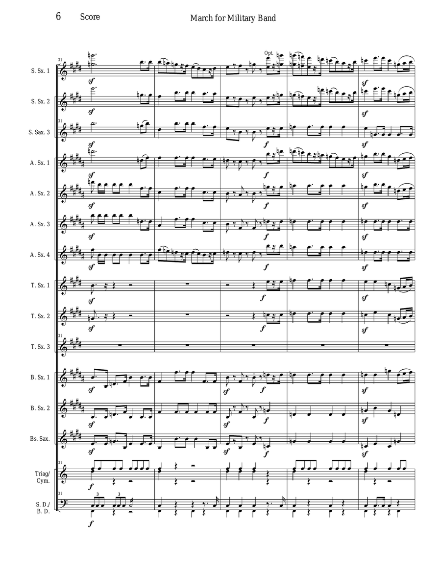 March for Military Band - WO 24 Woodwind Ensemble scores gallery preview page 6