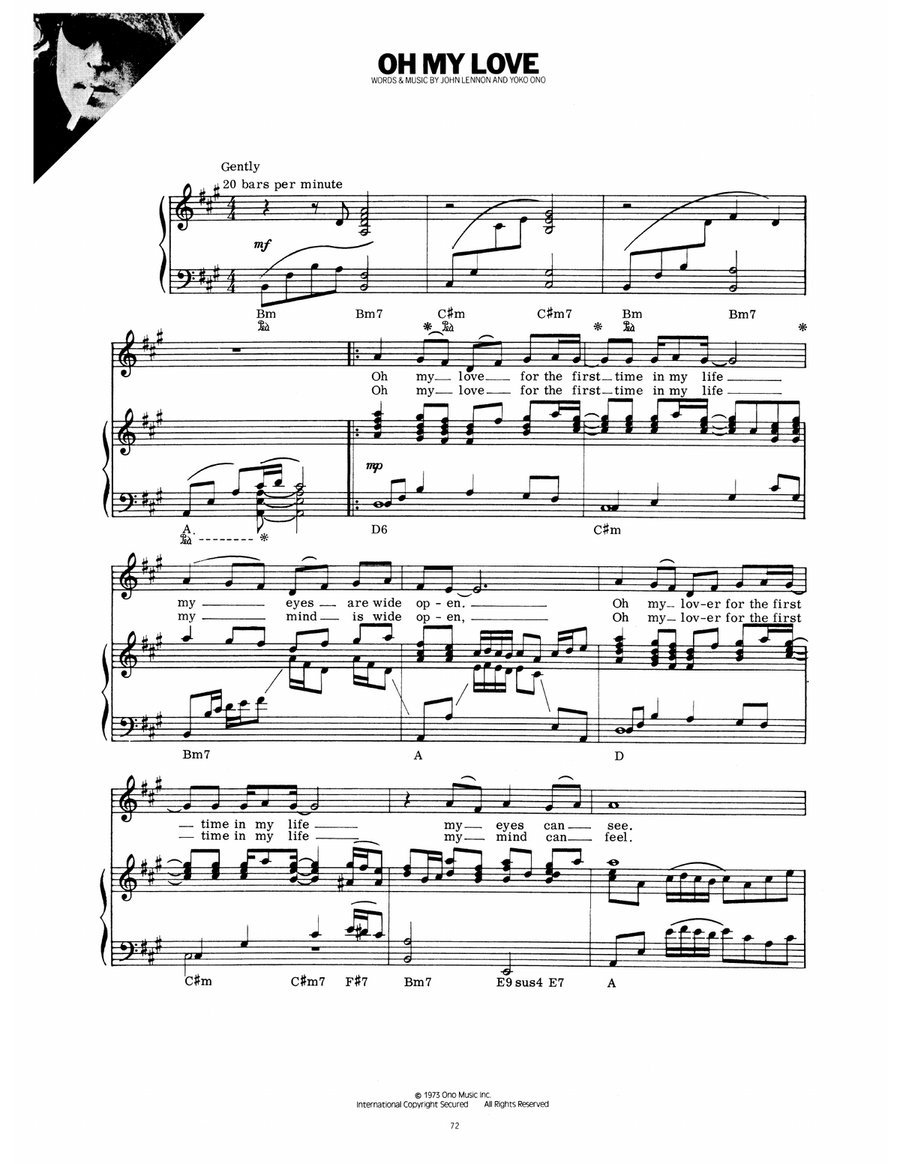 Oh My Love Piano, Vocal, Guitar scores gallery preview page 1