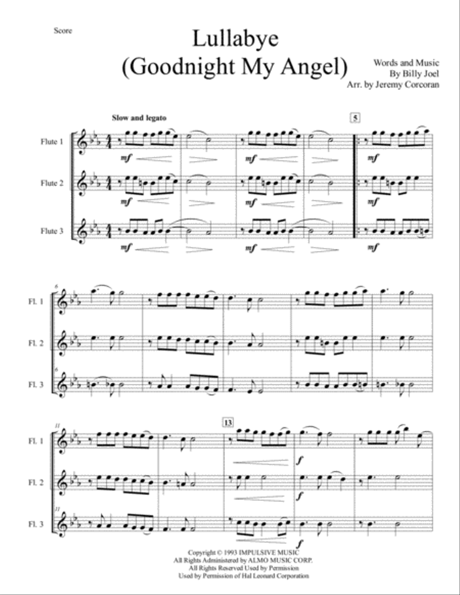 Lullabye (Goodnight, My Angel) Woodwind Trio scores gallery preview page 2