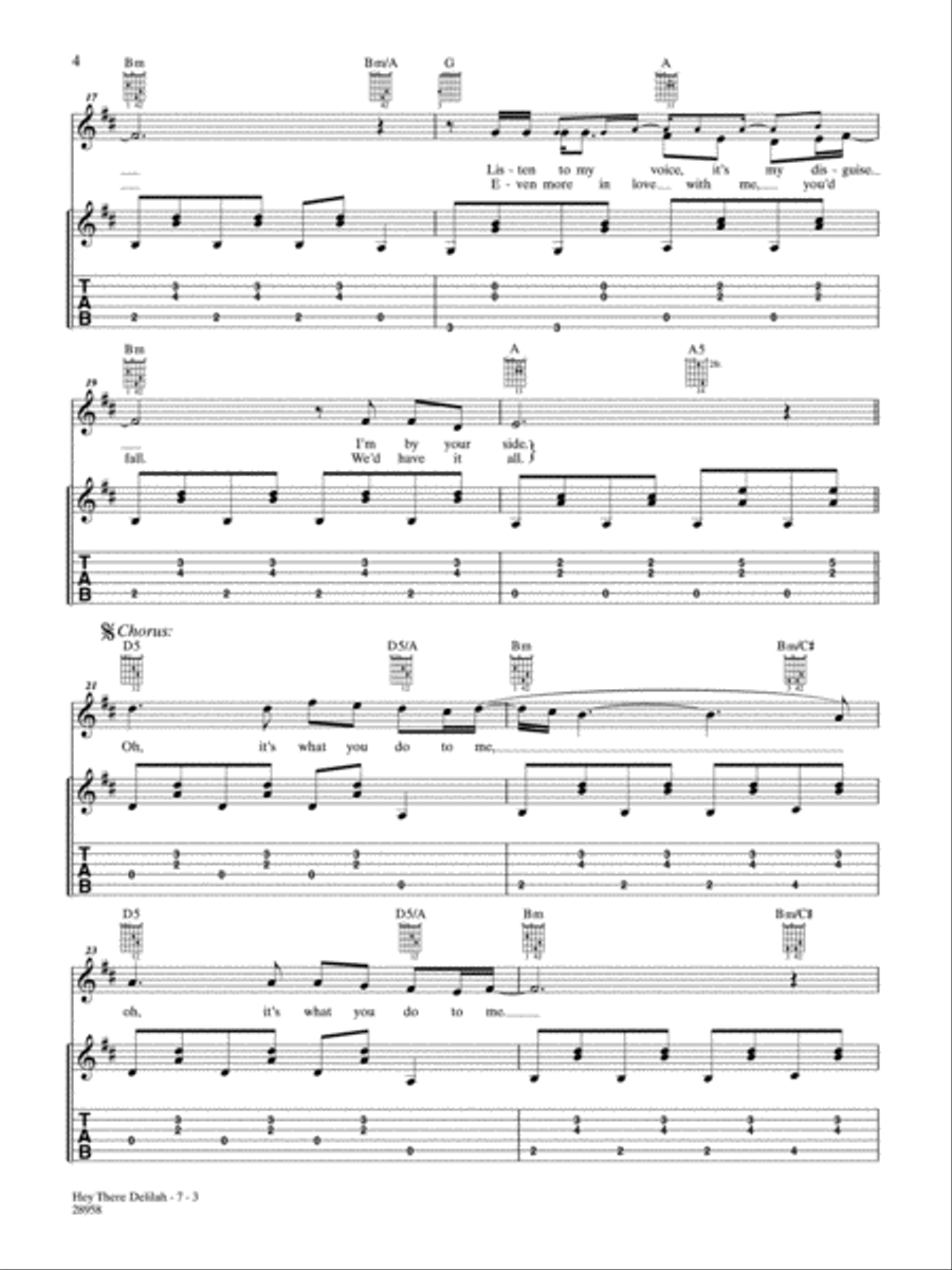 Hey There Delilah Piano, Vocal, Guitar scores gallery preview page 3