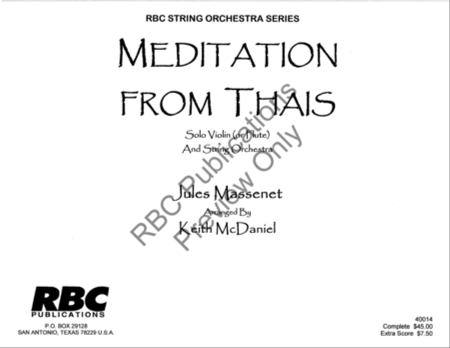 Meditation From Thais Violin W/Orch (Score) String Orchestra scores gallery preview page 2