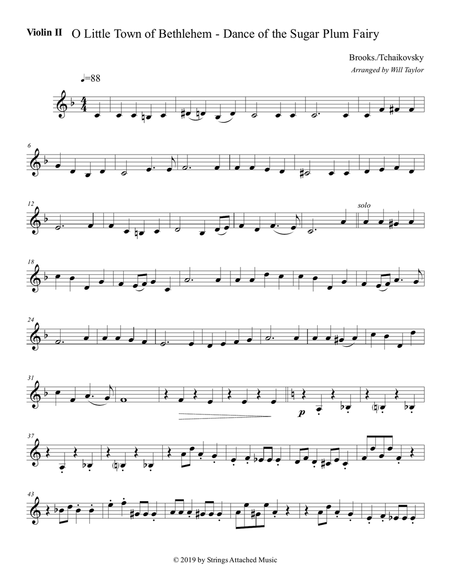O Little Town of Bethlehem - Dance of the Sugar Plum Fairy String Quartet scores gallery preview page 6