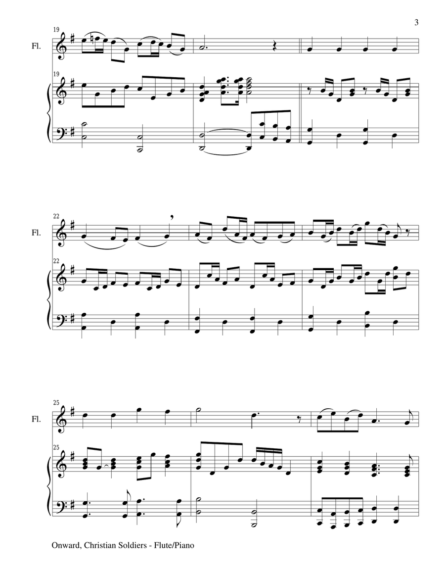 ONWARD, CHRISTIAN SOLDIERS (Flute/Piano and Flute Part) Flute Solo scores gallery preview page 3