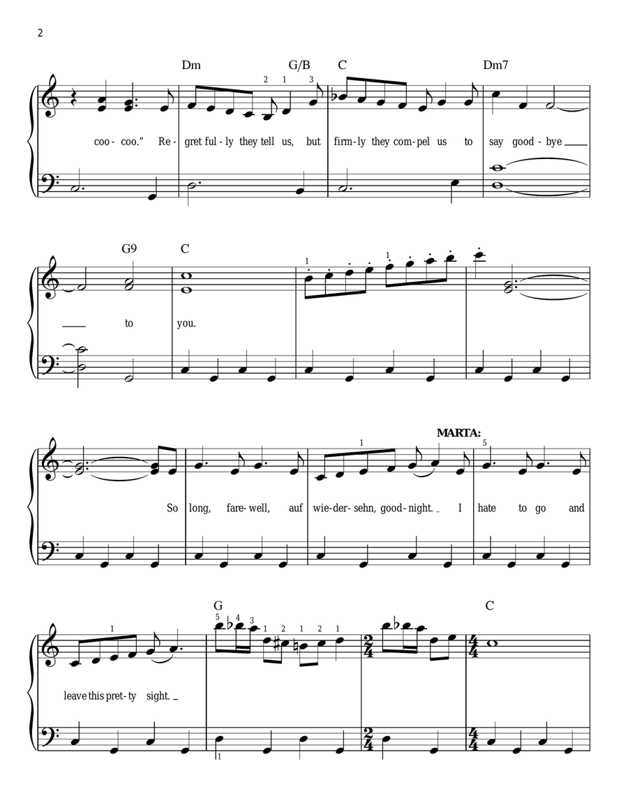 So Long, Farewell (from The Sound of Music) Easy Piano scores gallery preview page 2