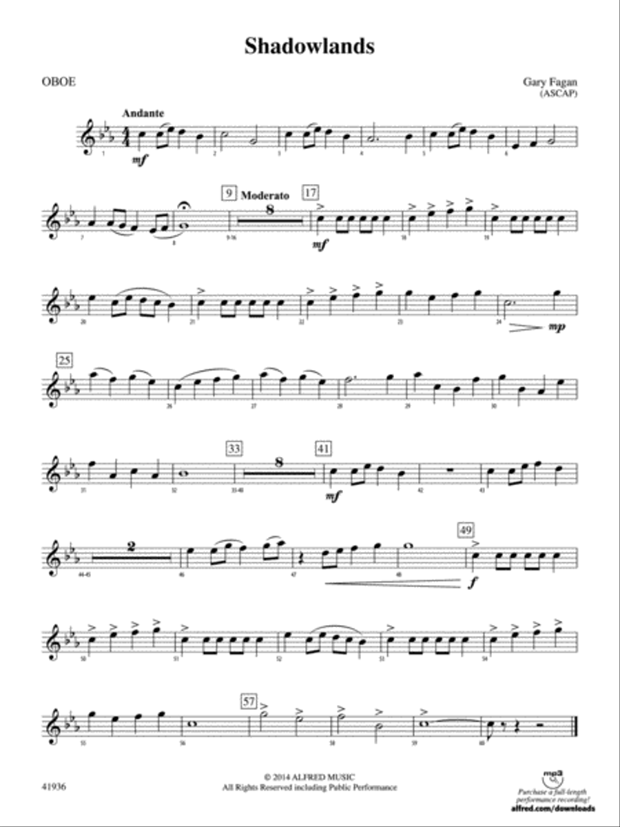 Shadowlands: Oboe Concert Band scores gallery preview page 1