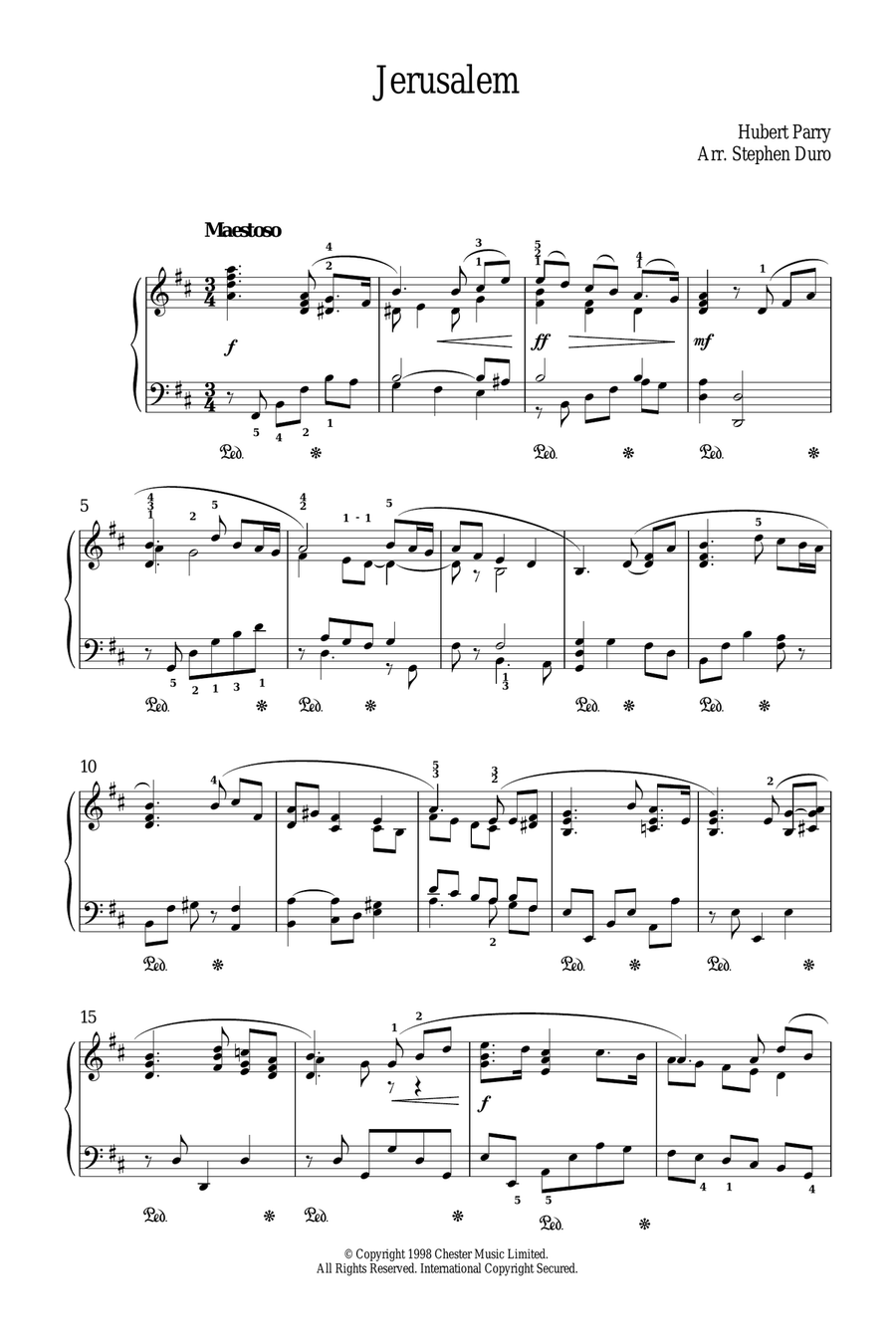 Jerusalem Piano Solo scores gallery preview page 1