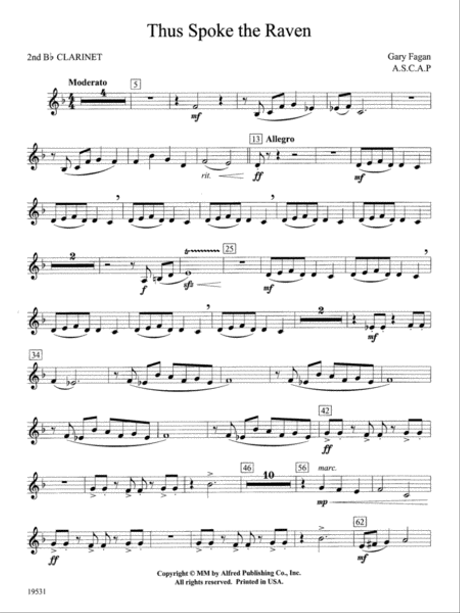 Thus Spoke the Raven: 2nd B-flat Clarinet Concert Band scores gallery preview page 1