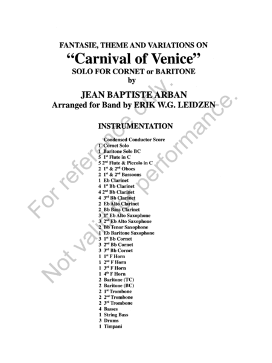 Carnival of Venice Concert Band scores gallery preview page 2