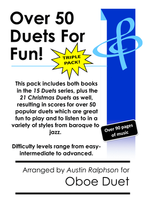 TRIPLE PACK of Oboe Duets - contains over 50 duets including Christmas, classical and jazz
