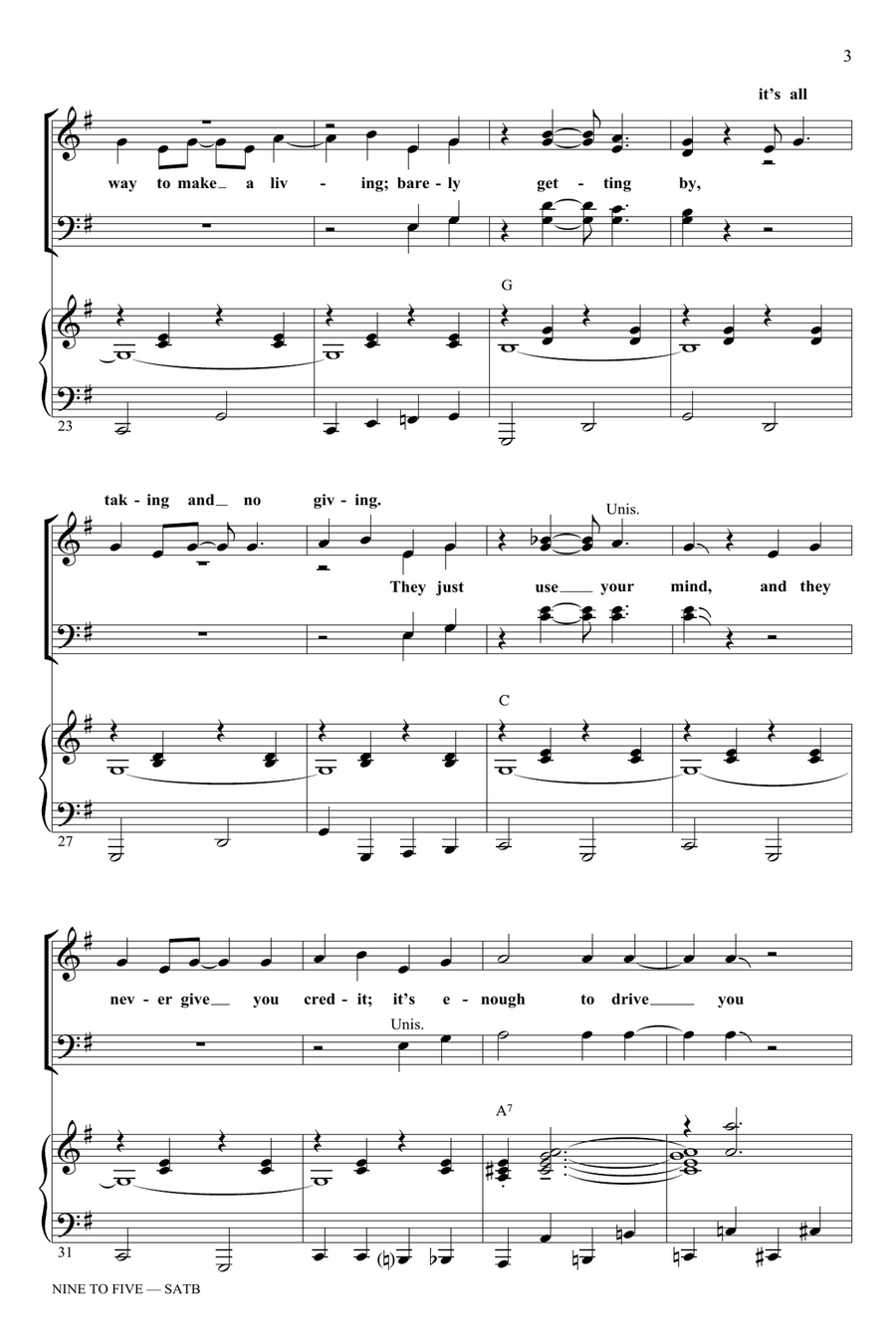 Nine To Five (arr. Ed Lojeski) 4-Part scores gallery preview page 3