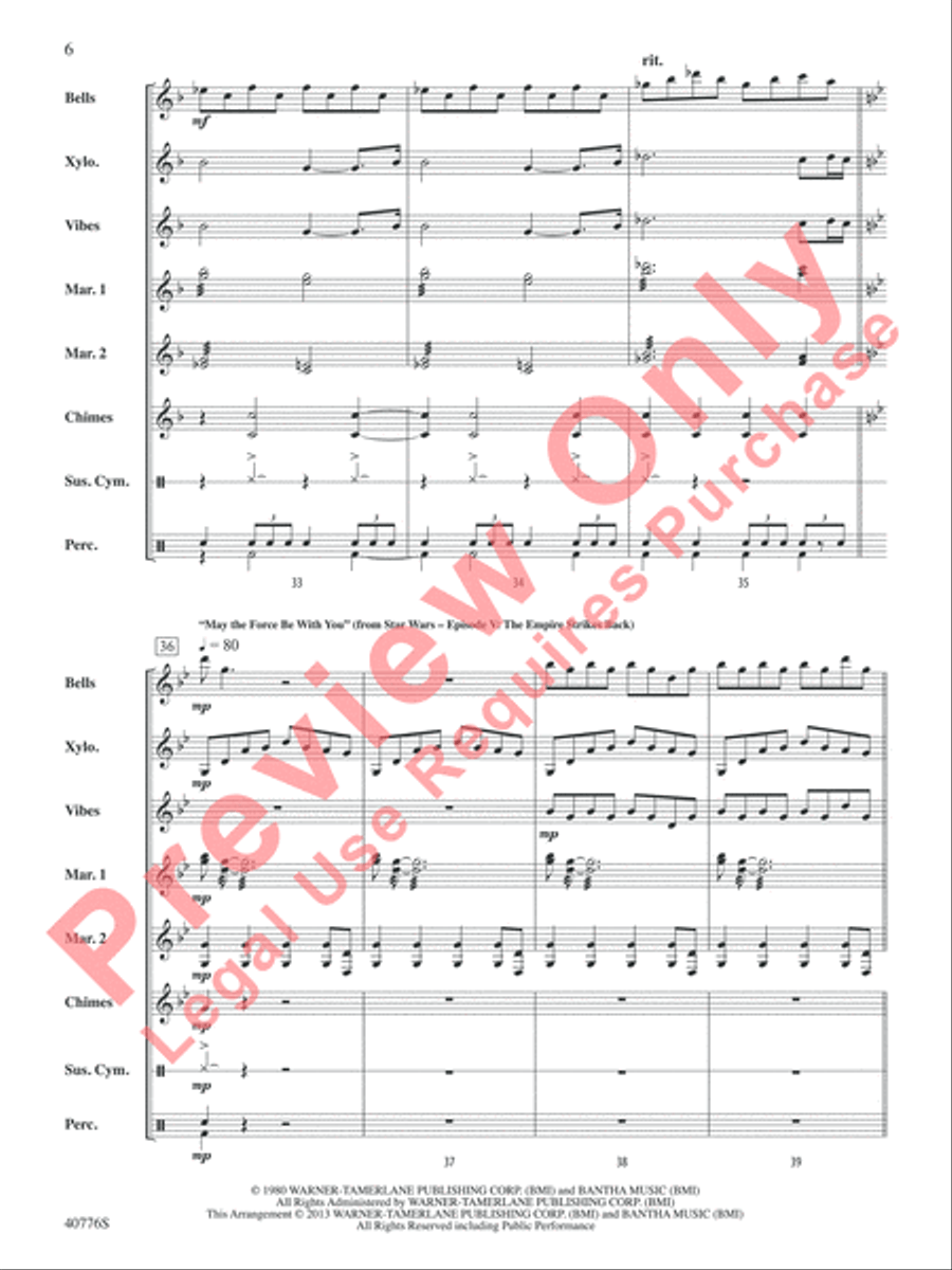 Star Wars Medley Star Wars Medley Percussion Ensemble scores gallery preview page 7