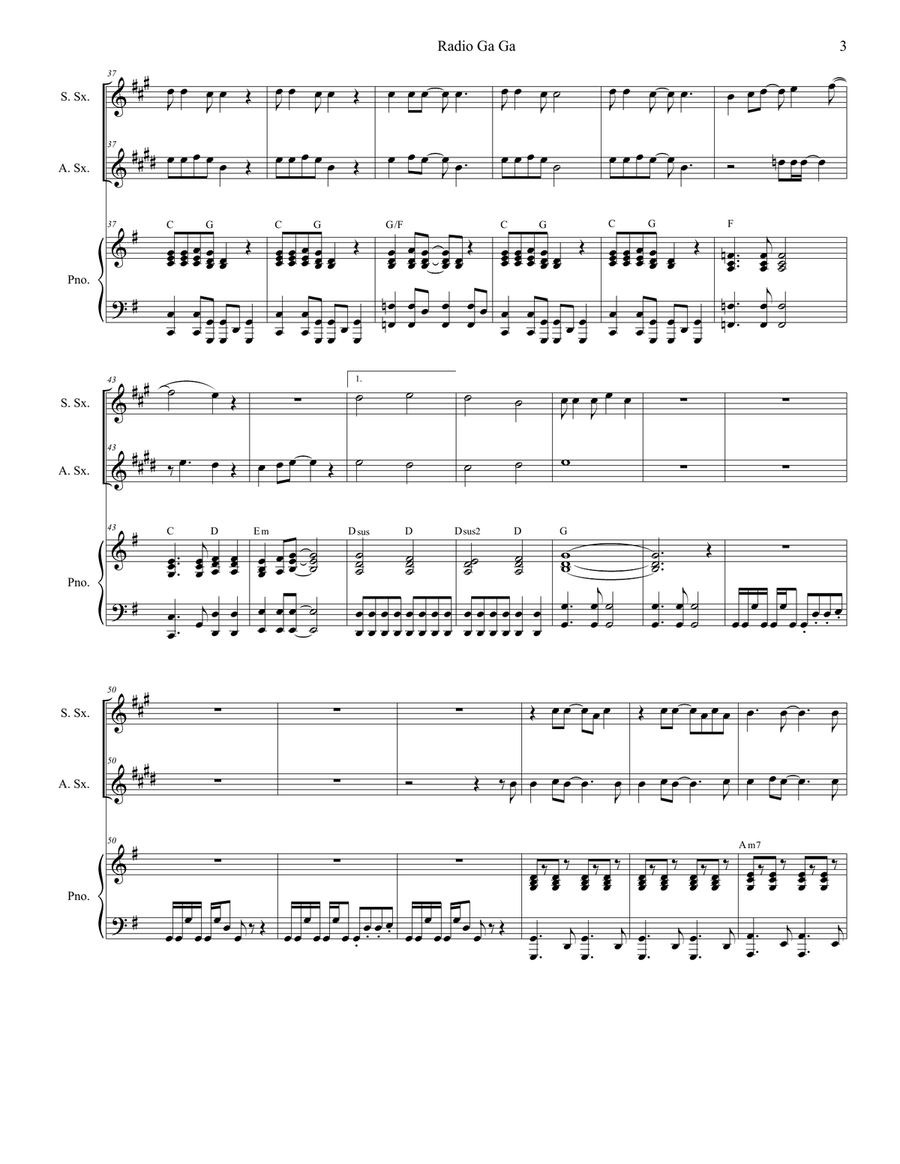 Radio Ga Ga Radio Ga Ga Woodwind Duet scores gallery preview page 3