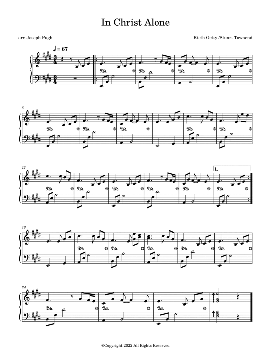 In Christ Alone Piano, Vocal, Guitar scores gallery preview page 1