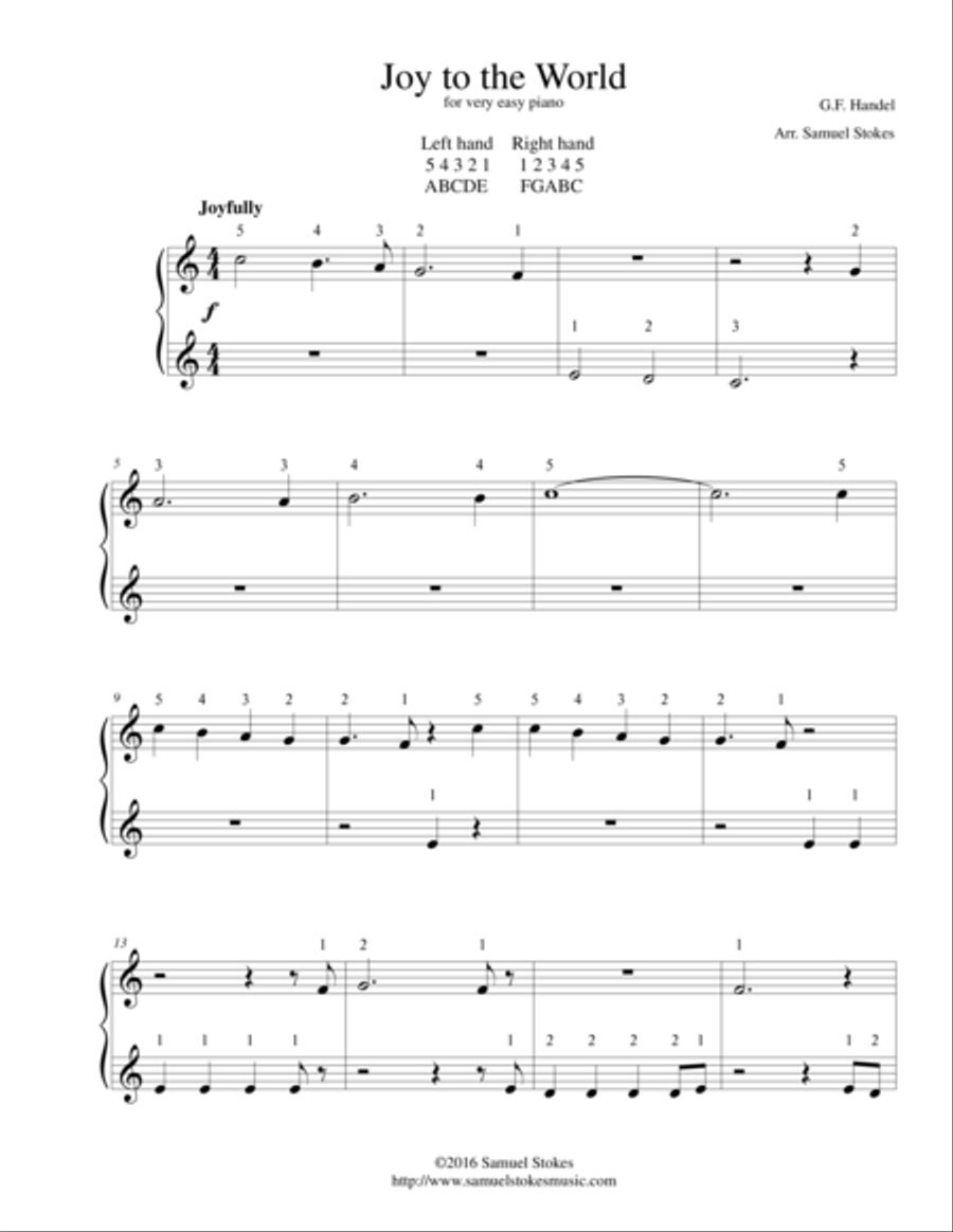 Joy to the World - for very easy piano Easy Piano scores gallery preview page 1