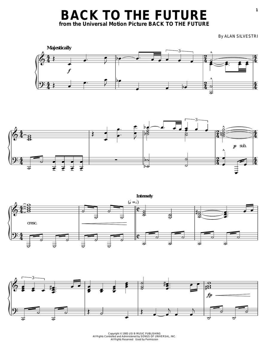 Back To The Future (Theme) Piano Solo scores gallery preview page 1