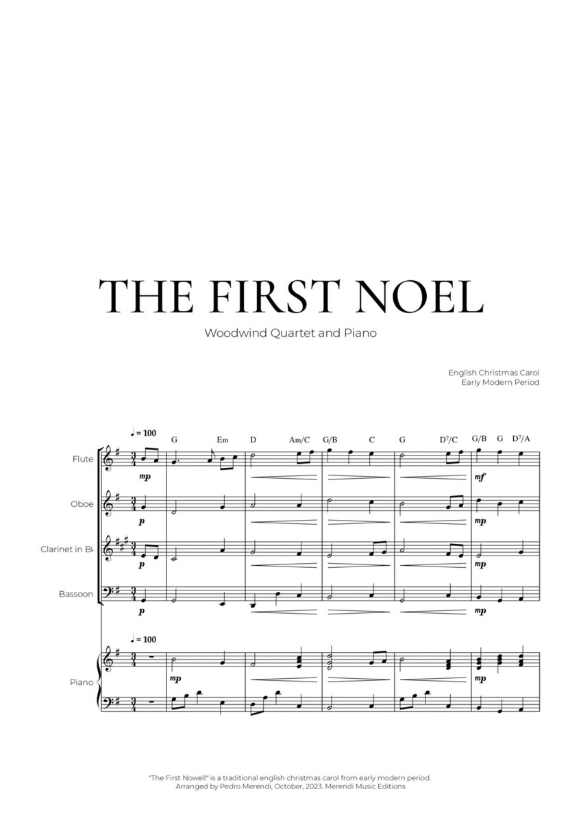 The First Noel (Woodwind Quartet and Piano) - Christmas Carol image number null