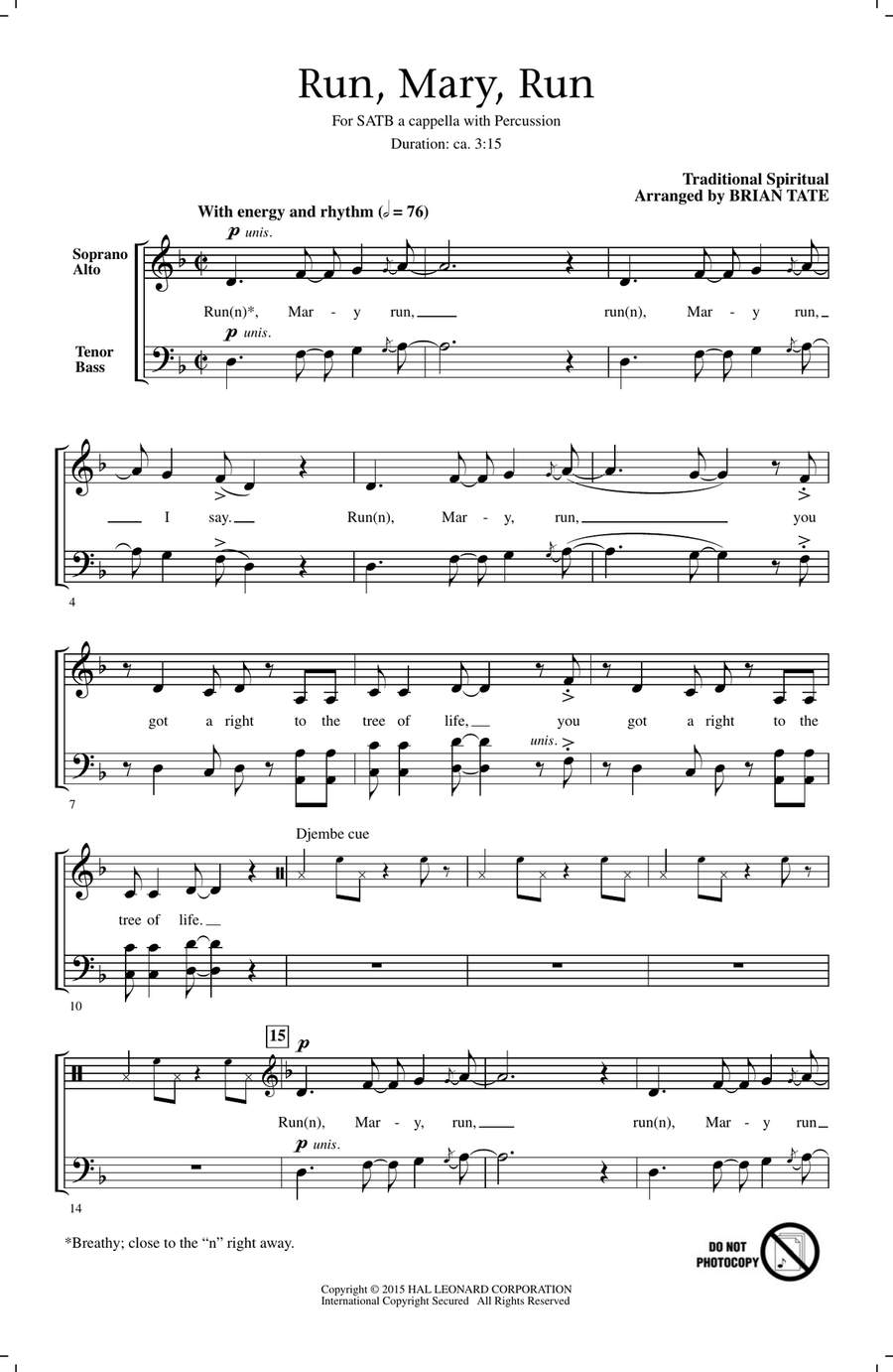 Run, Mary, Run Run, Mary, Run 4-Part scores gallery preview page 1