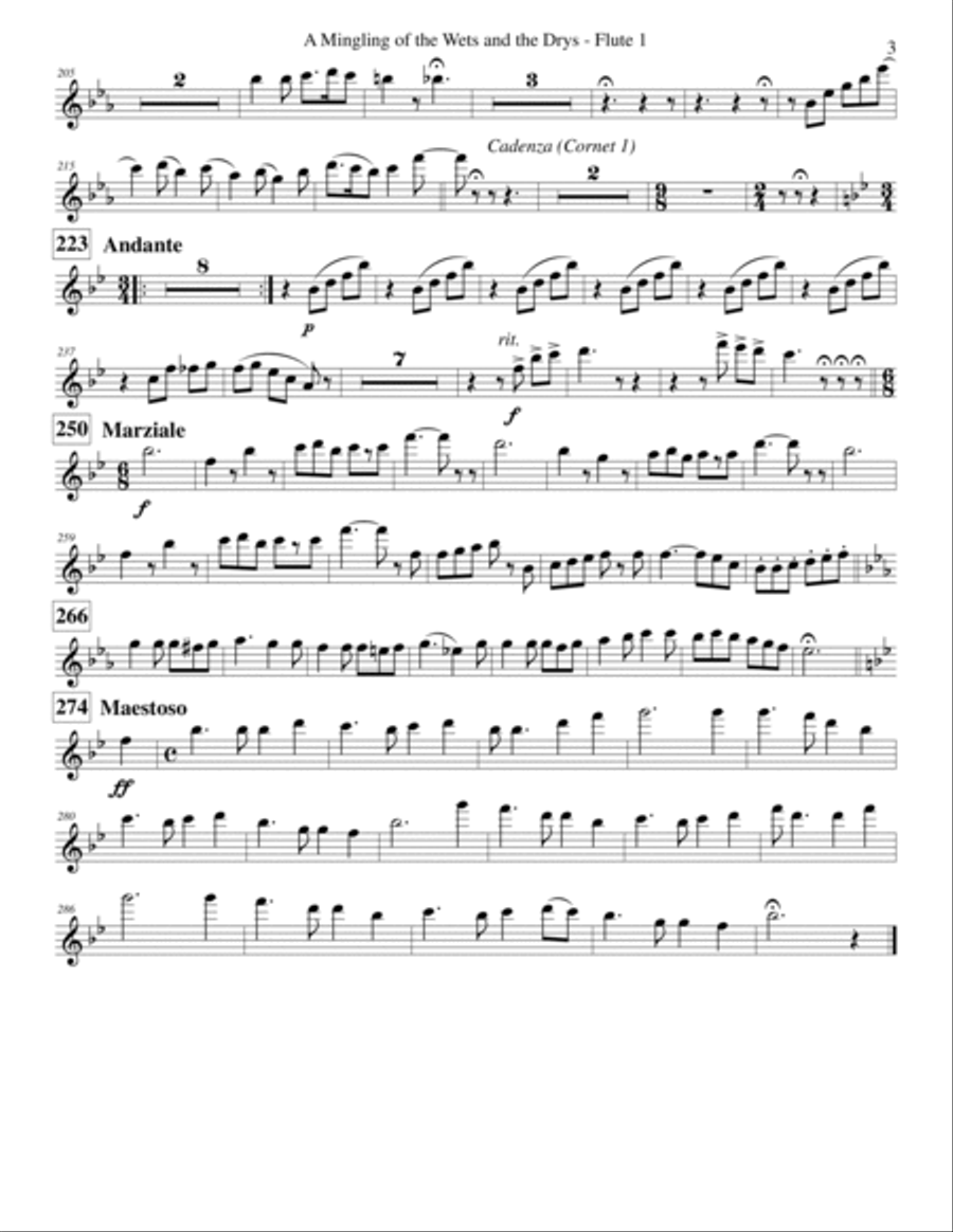 A Mingling of the Wets and the Drys - A Humoresque - Woodwind Parts Concert Band scores gallery preview page 5