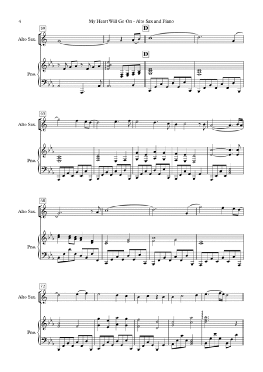 My Heart Will Go On (love Theme From 'titanic') Alto Saxophone scores gallery preview page 4