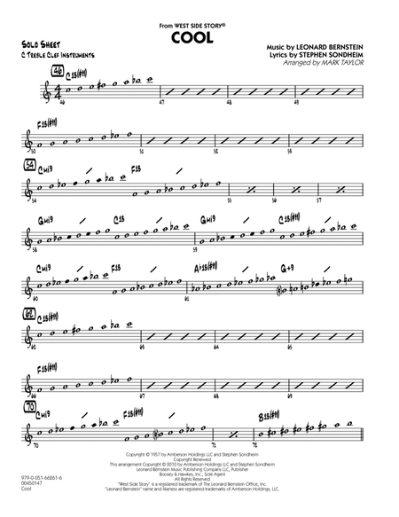 Cool (from West Side Story) - C Solo Sheet